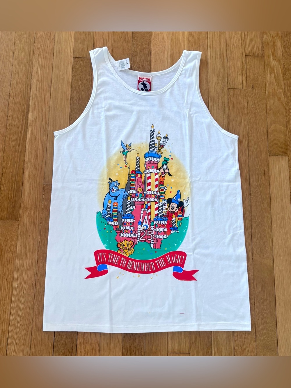 Vintage 1996 Disney World 25th Anniversary Castle Tank Top L Made In USA Mickey